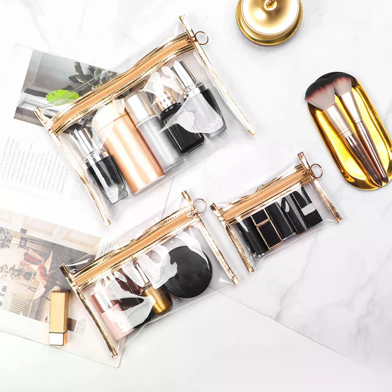 Bolsa organizadora de pvc com zíper, para passaporte, moedas, chaves, batons, cartões, fones de ouvido, estojo compacto para armazenamento de viagem