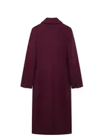 HH Women Fashion Burgundy Coat Double Breasted Long Sleeve Lapel Blends Jacket Autumn Winter High Street Outerwear - Image 6