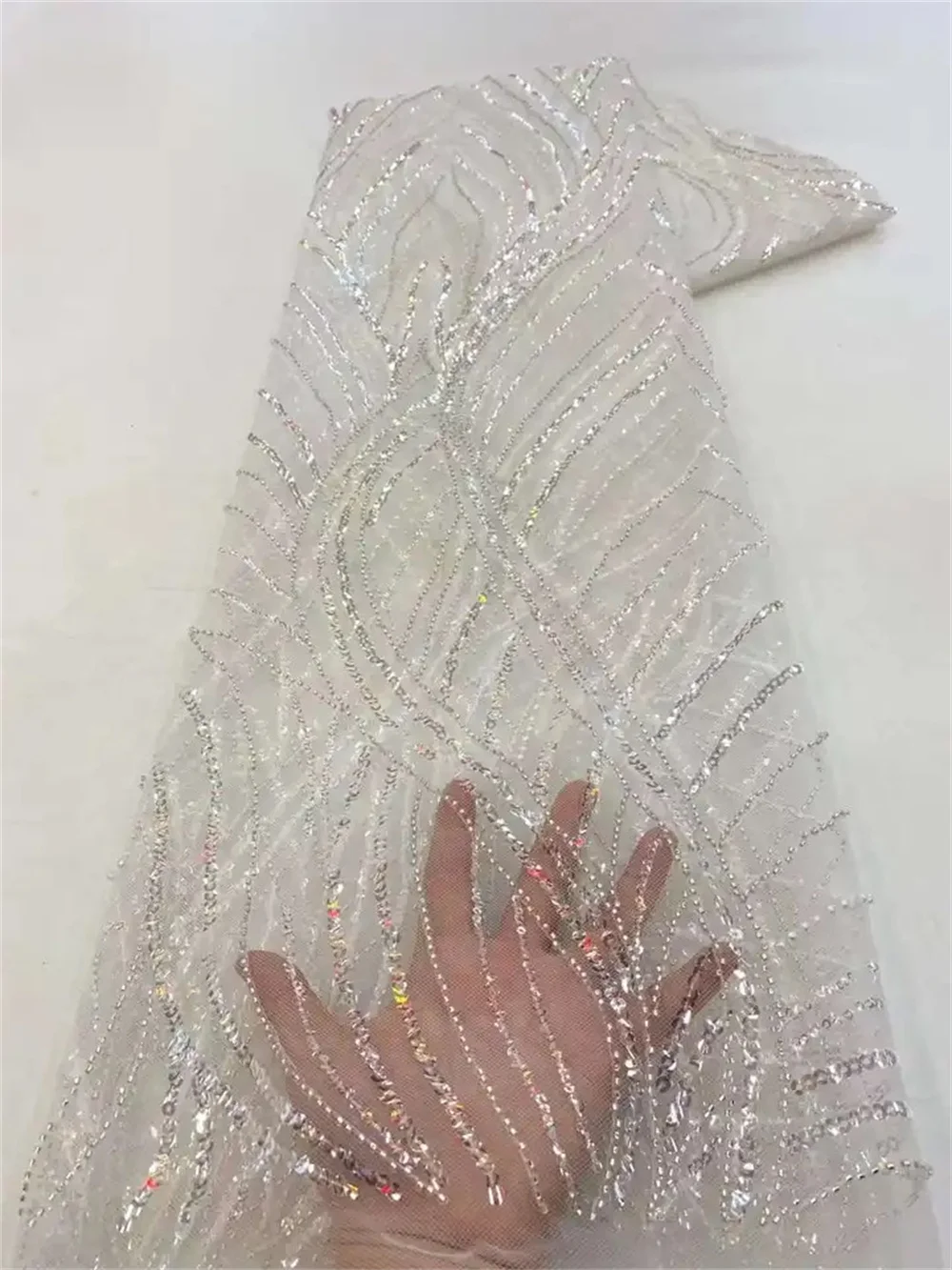 

Французская африканская 3D кружевная ткань 2025 с бисером, высококачественная вышивка для женщин, свадебное платье, нигерийская кружевная сетчатая ткань, 5 ярдов