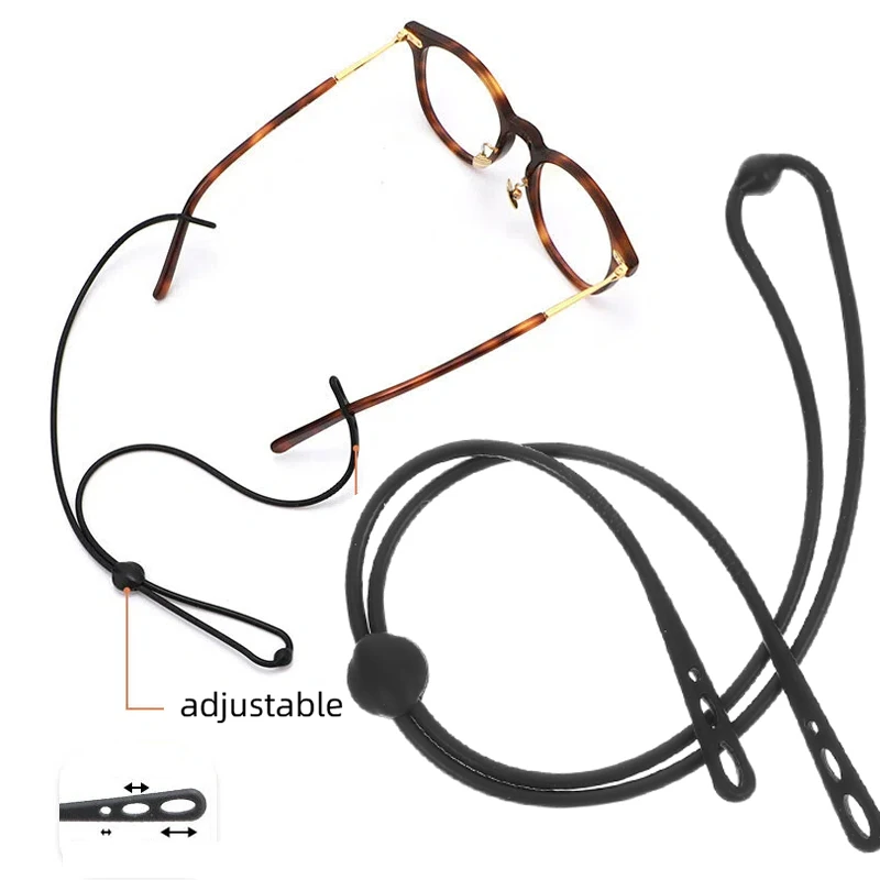 Silicone Three-holes Glasses Cord Anti-Slip Glasses Strap Unisex Sports Neck Chain Adjustable Sunglasses Lanyard Eye Wear Strap