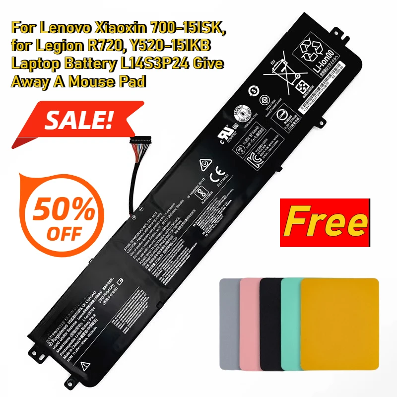 

Для Lenovo Xiaoxin 700-15ISK, для Legion R720, Y520-15IKB Аккумулятор для ноутбука L14S3P24 Подарите коврик для мыши