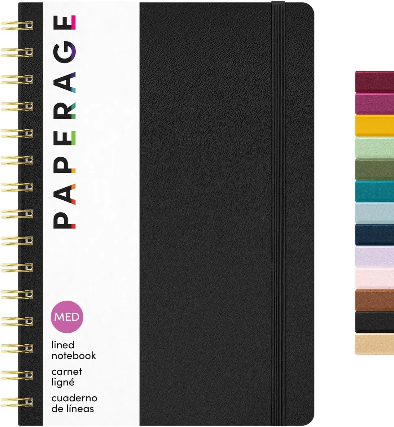 

Lined Spiral Journal Notebook, Black, 160 Pages, Hardcover for Women & Men, Medium 5.5x8 in, 100 GSM Thick Paper, for Work