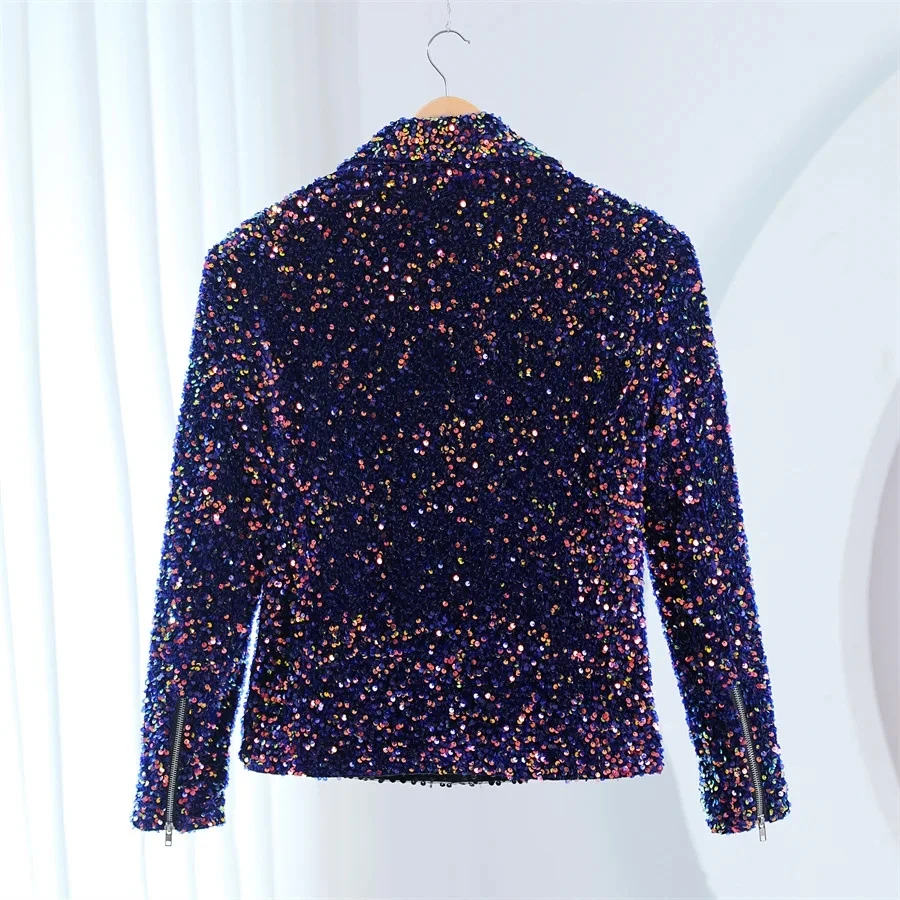 Plus Size S-6XL Glitter Sequins Jacket Bar Stage Male Singer Slim Zipper Motorcycle Casual Coat DJ Hip Hop Dance Show Costume