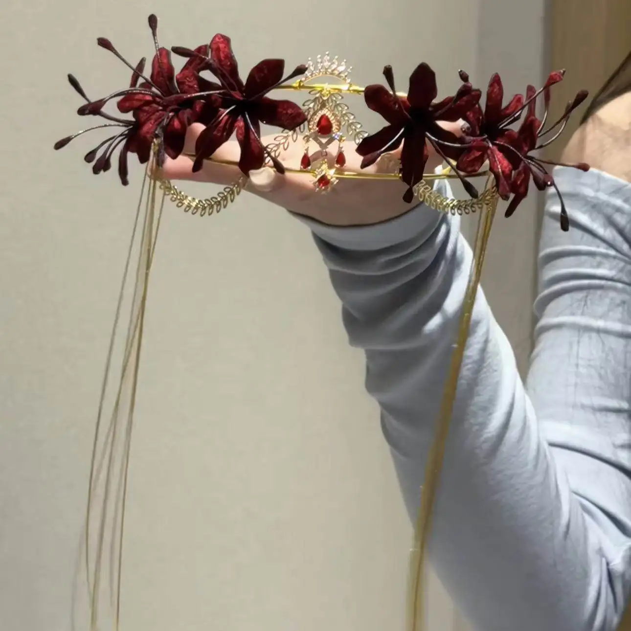 Laurel other side flower twist stick crown handmade DIY material package creative production hair crown manju shahua