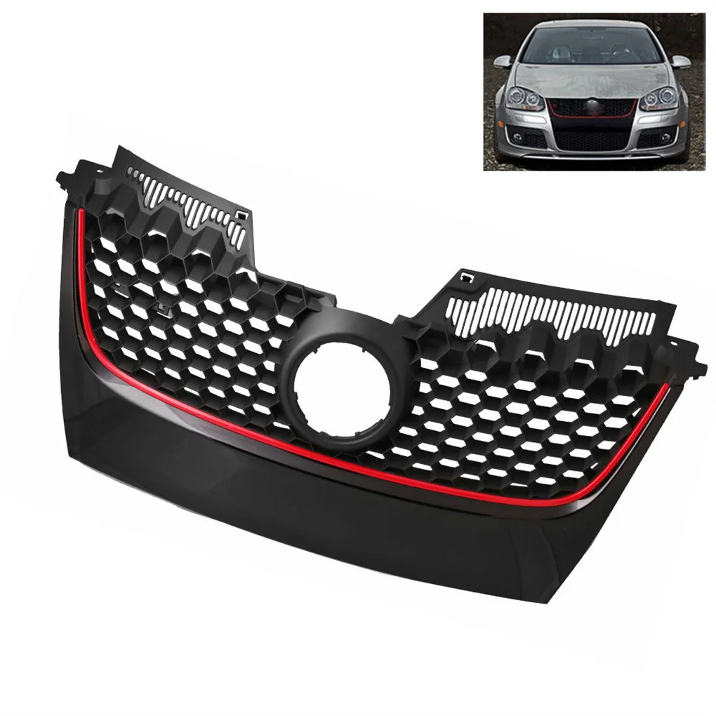 

Bumper Grille ABS Vehicle Fitting Rust-proof Front Grilles Center Mesh Network Auto Parts Replacement for Golf 5