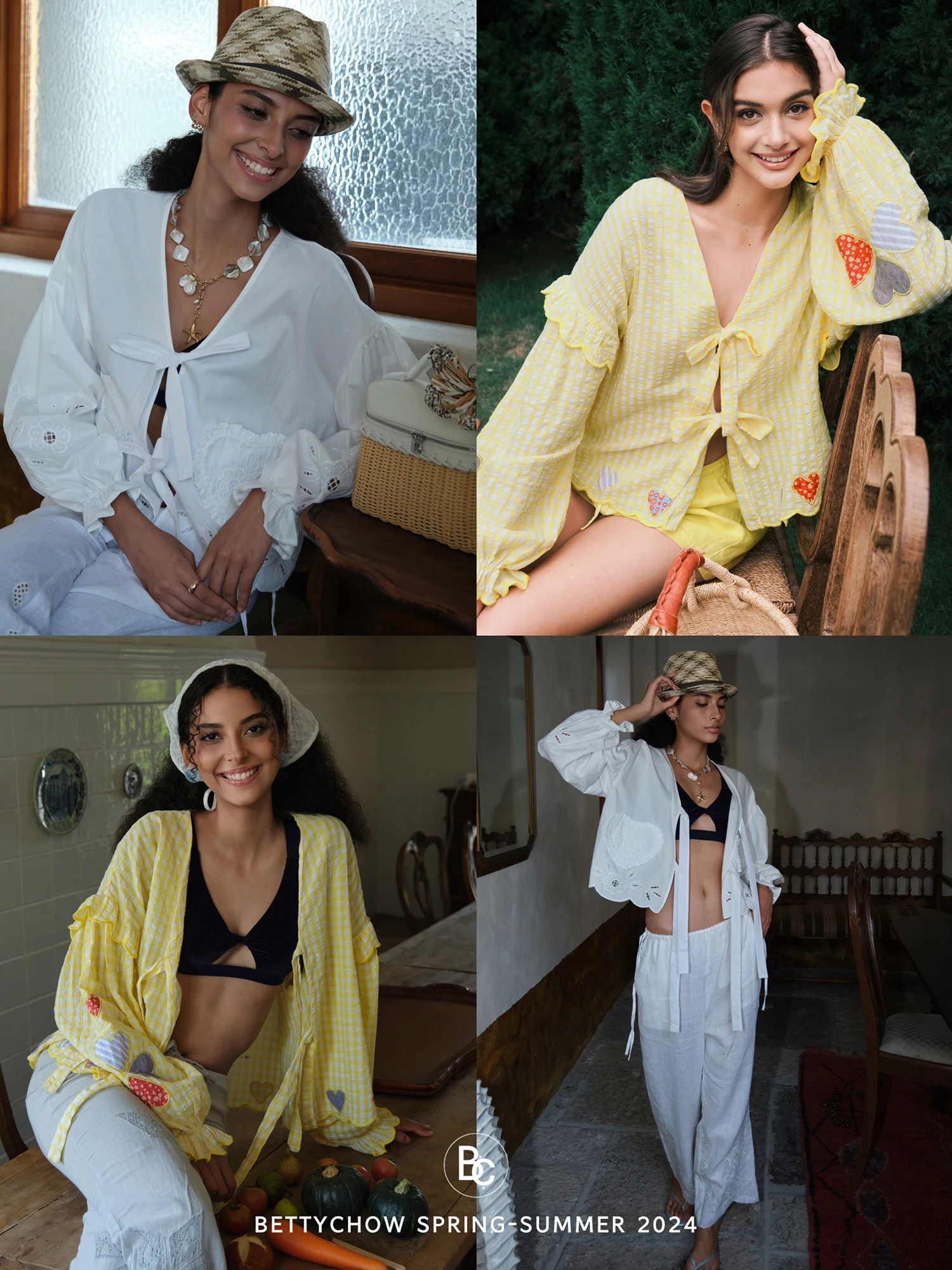 

Летний модный топ Betchow из смесового хлопка с V-образным вырезом, свободного кроя, в клетку, для молодежи