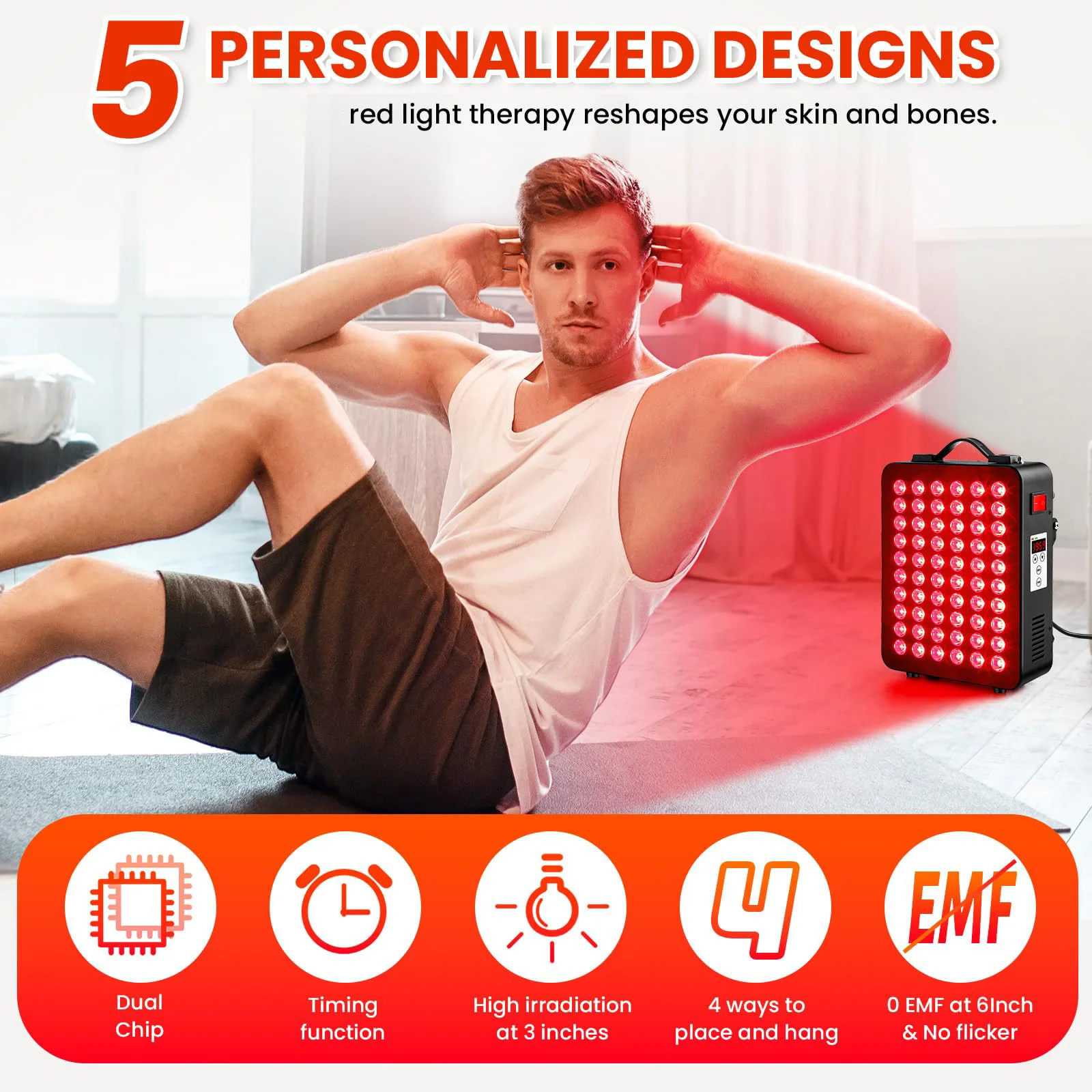 300W 赤色光療法 顔と体用 660nm 赤色光 850nm 近赤外線 タイマー付き 痛み緩和 肌の健康 抗老化