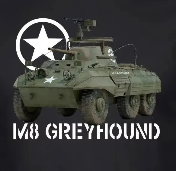 

M8 Greyhound Armored Car Nostalgia WWII Military Vehicle T-Shirt 100% Cotton O-Neck Short Sleeve Casual Mens T-shirt Size S-3XL