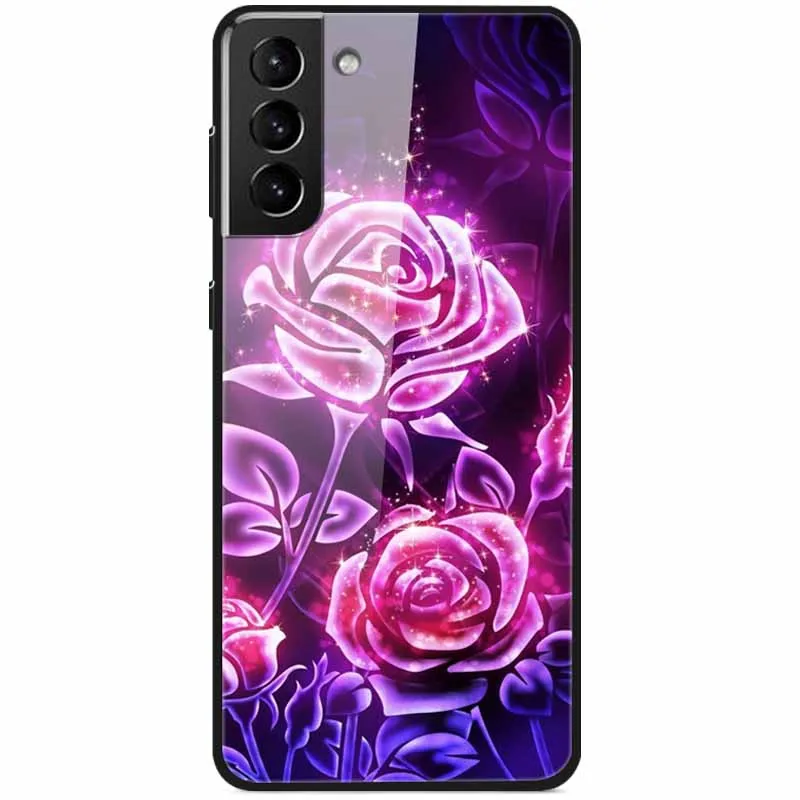 Tempered Glass Hard Cover For Samsung S21 FE 5G Case Luxury Painted Funda for Samsung Galaxy S21 Plus Ultra FE 5G Cases S21FE