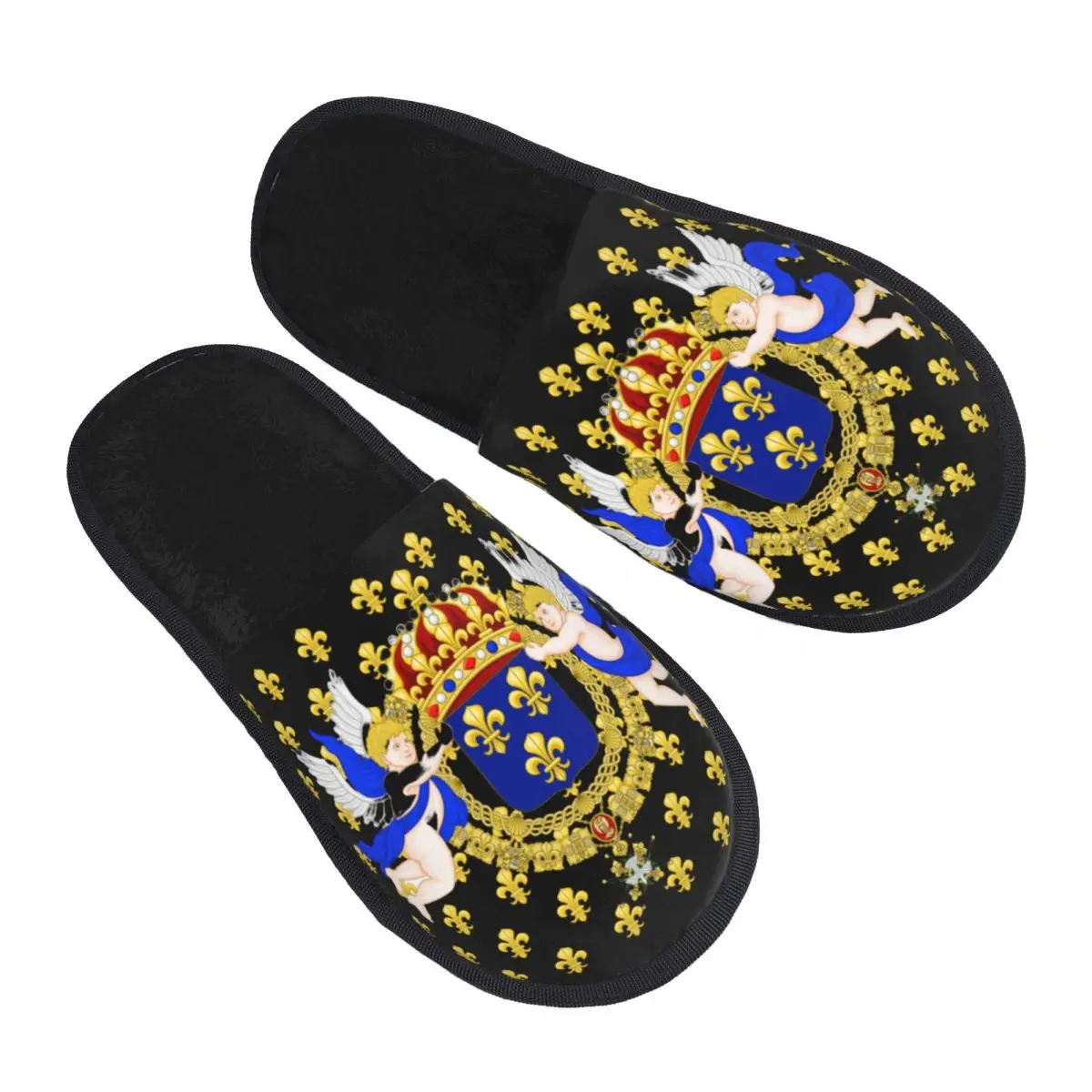 Custom Royal Standard Of The King Of France House Slippers Cozy Warm French Memory Foam Fluffy Slipper Indoor Outdoor Shoes