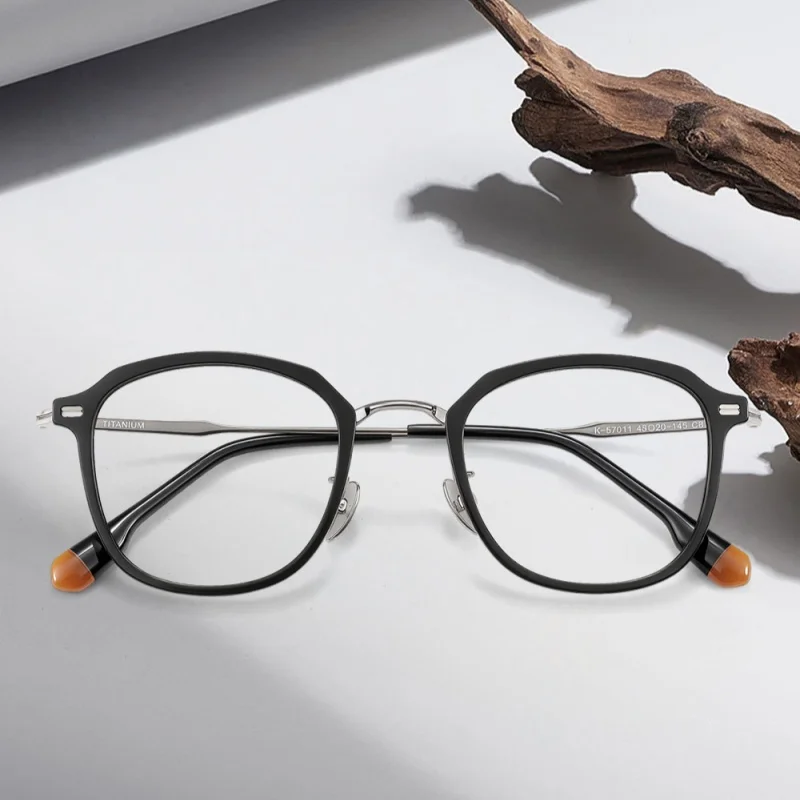 DIEDIESEE High-quality Men's Pure Titanium Eyeglass Frame Anti Blue Ray Flat Glasses Retro High-definition Women's Glasses 67011