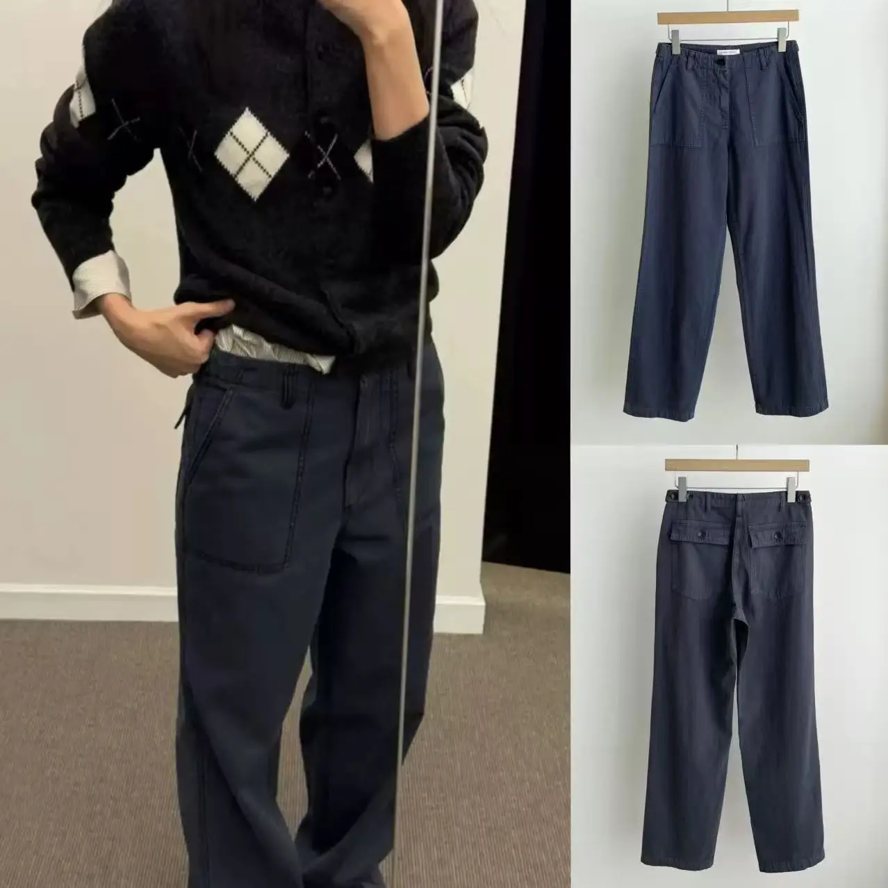 

mat Waed Straight Leg Casual Pants Versatile Ladies Jeans Korean Sle Autumn Winter l Waist Slight Stretch