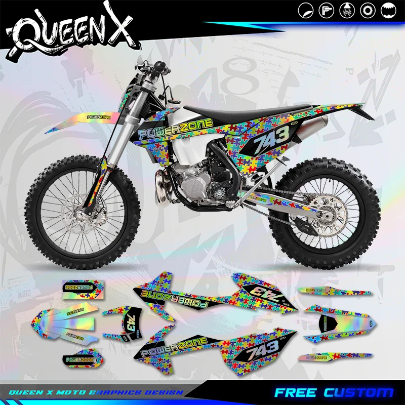 QUEEN X MOTO Motorcycle Graphics Background Decal Stickers Kit For KTM SX SXF 2016 2017 2018 EXC XCW 2017-2019  250 300 350 400