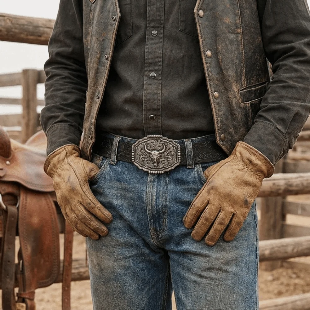 Retro PU Leather Western Cowboy Belt Luxury Design Embossed Bull Buckle Belt Trendy Brand Ox Head Waistband for Men