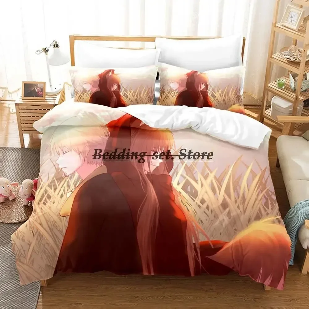 

spice and wolf light novel holo and lawrence Bedding Set Single Twin Full Queen King Size Bed Set Aldult Kid Bedroo Anime Sets