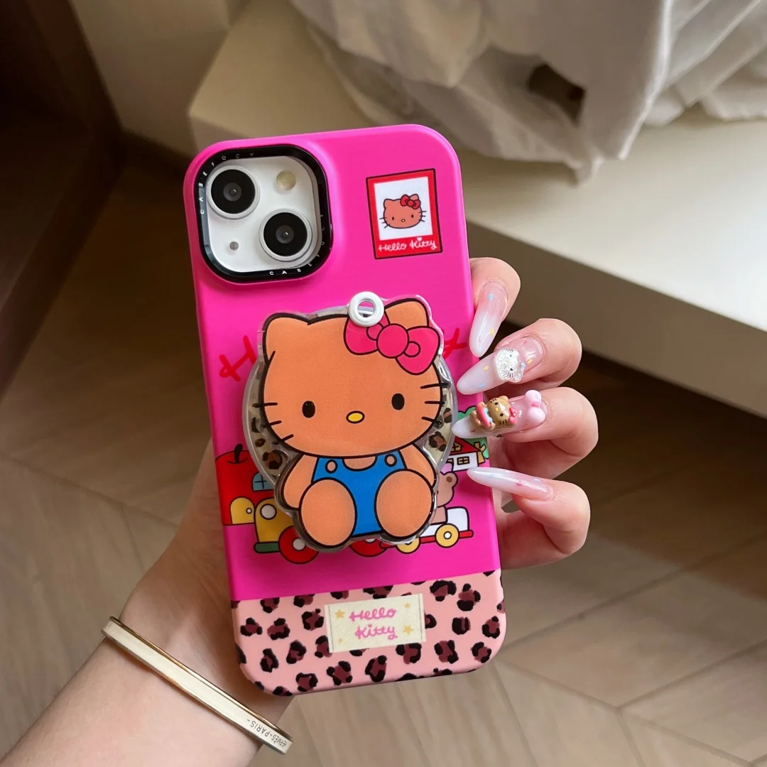 

Magnetic Rotate Mirror kitten Holder Case For iPhone 16 15 14 13 Pro Max For Magsafe Wireless Charge Cover For Girls﻿