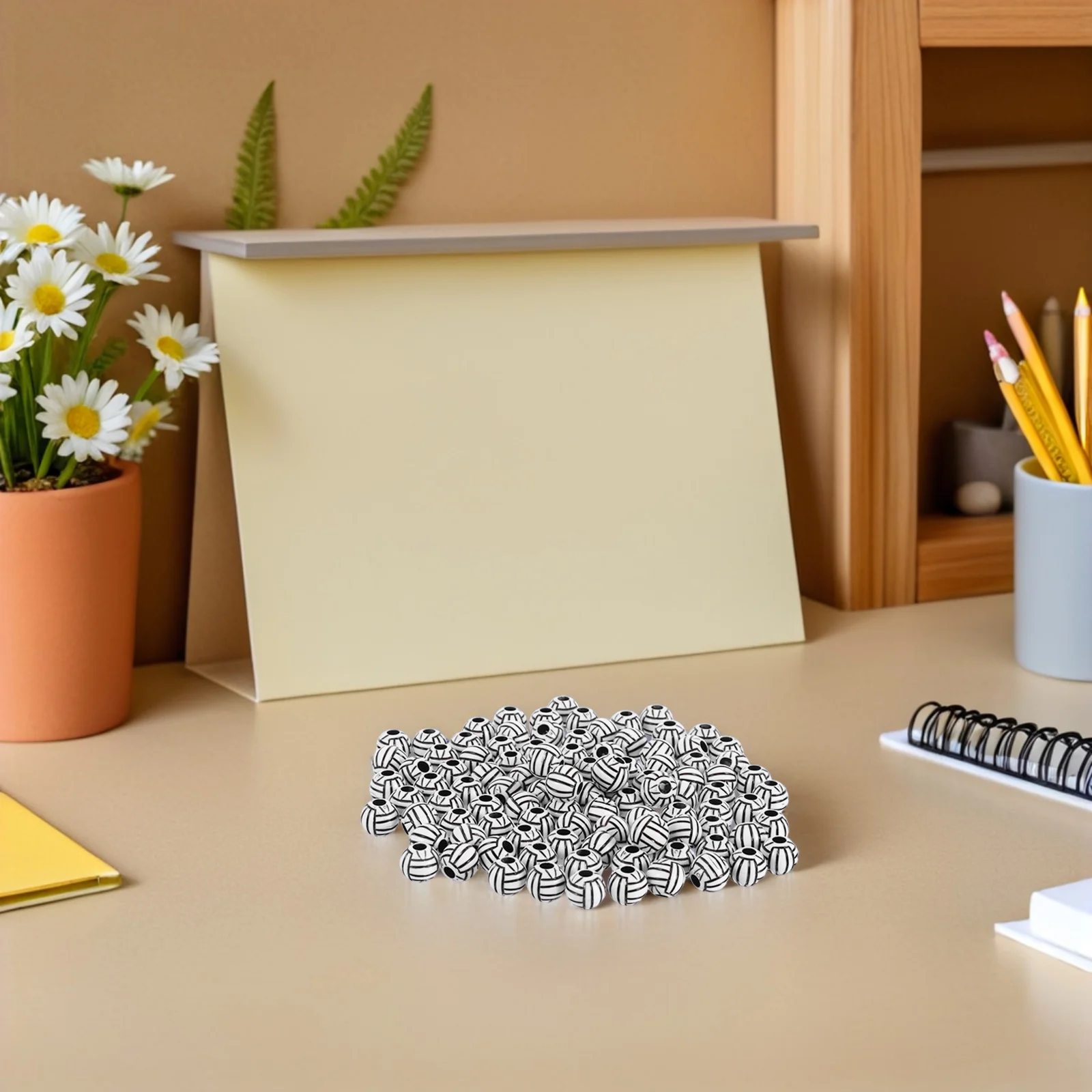 

100pcs Volleyball Beads For Necklace Jewelry Making Acrylic Sports Ball Bead Charms Craft Supplies Bracelet Diy Beads Jewelry