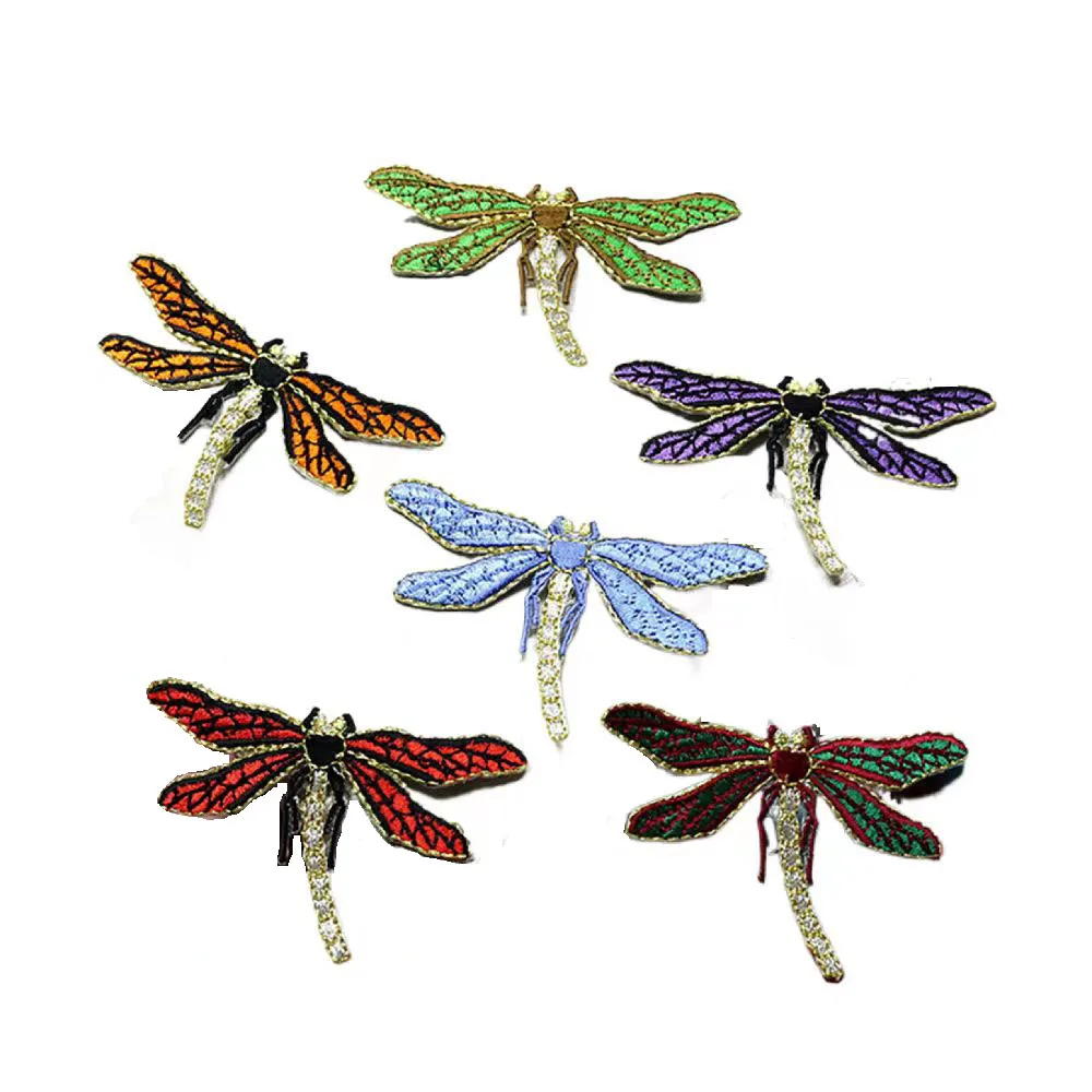 1 PC Golden Edge Dragonfly Iron on Animal Stickers for Clothes DIY Decorative Materials Multi-color Optional Small Patches