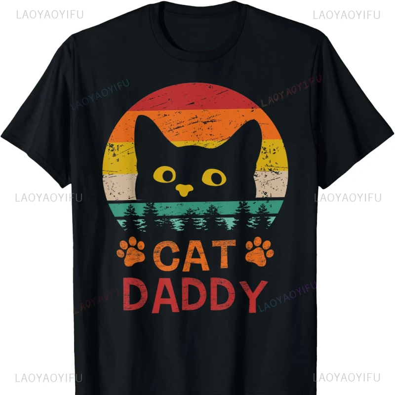 Cat Daddy Funny Dad Fathers Day Gift for Men T-Shirt Shirts for  Clothes Y2k Top Tops Funny Outdoors High Quality Cotton unisex