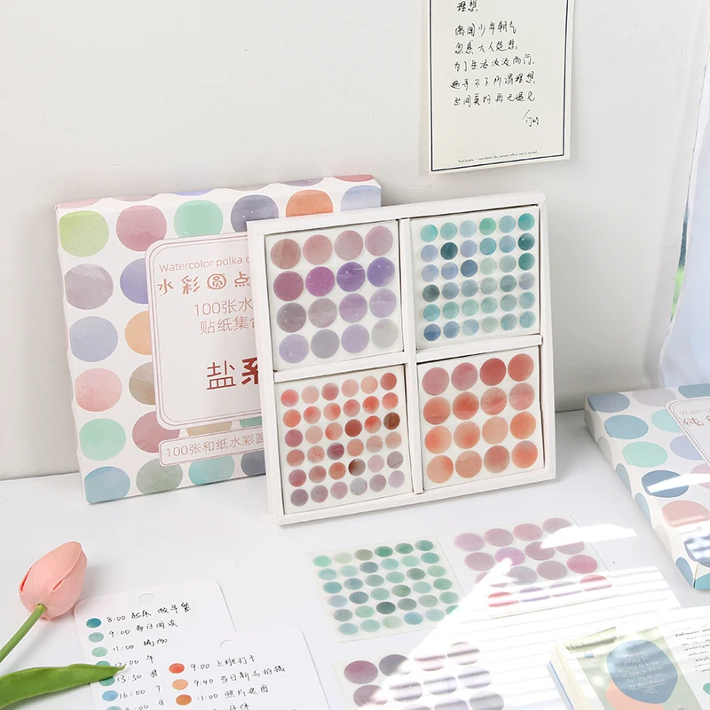 Color handbook dot stickers ins Wind Goo Ka Handbook dot small size round label seal photo stickers