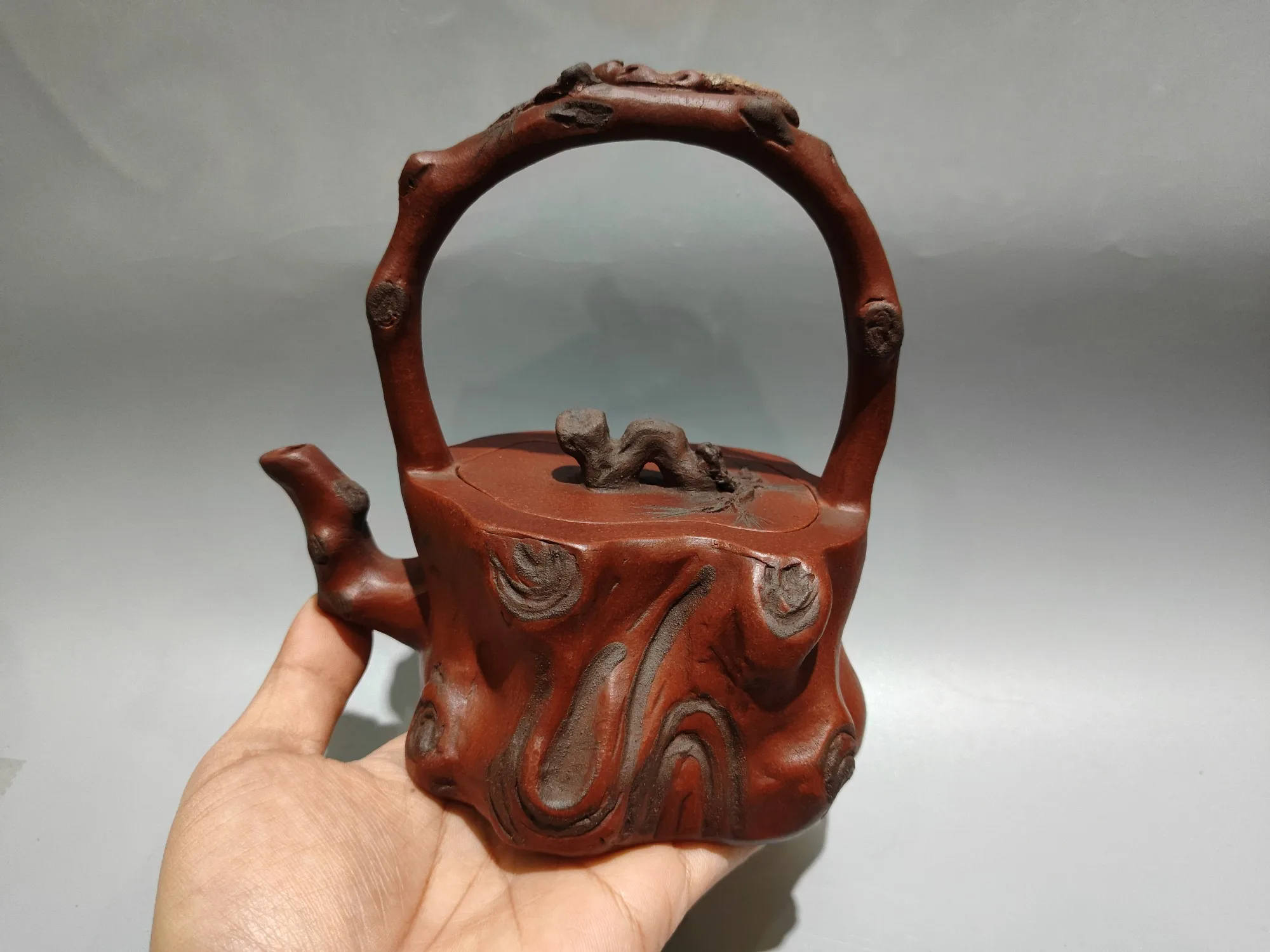 Yixing Purple clay teapot Pine Needle Beam Pot Tree Root Texture Pot Kettle Teapot flagon Gather fortune Office
