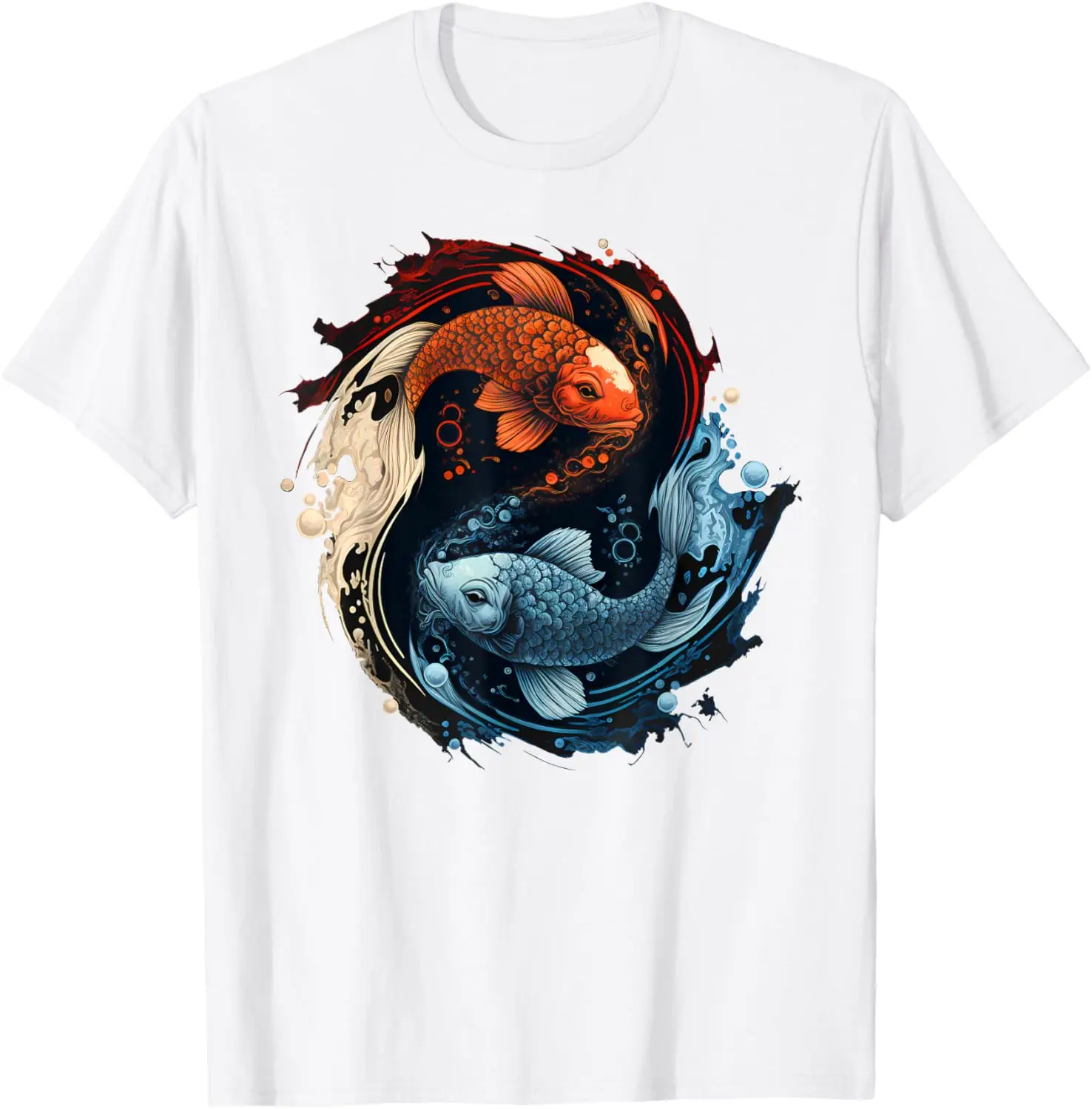 Koi Fish Yin Yang T-Shirt Top Harujuku Demon Snake Unisex Shirts Traditional Tattoo Inspired Organic Cotton Tee Luxuriously Soft