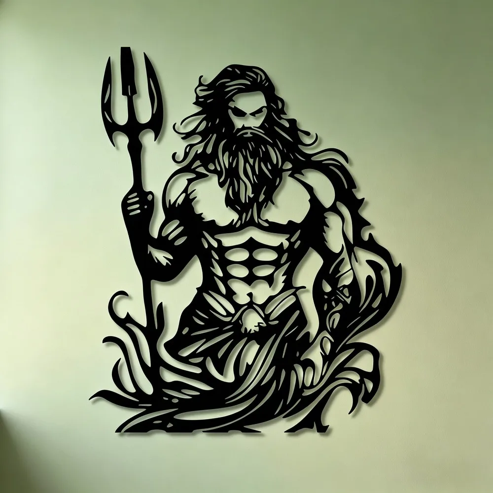 CIFBUY Iron Wall Art Poseidon Trident Metal Sign Decor For Indoor Outdoor Living Room Bedroom Office Elegant Home Decoration