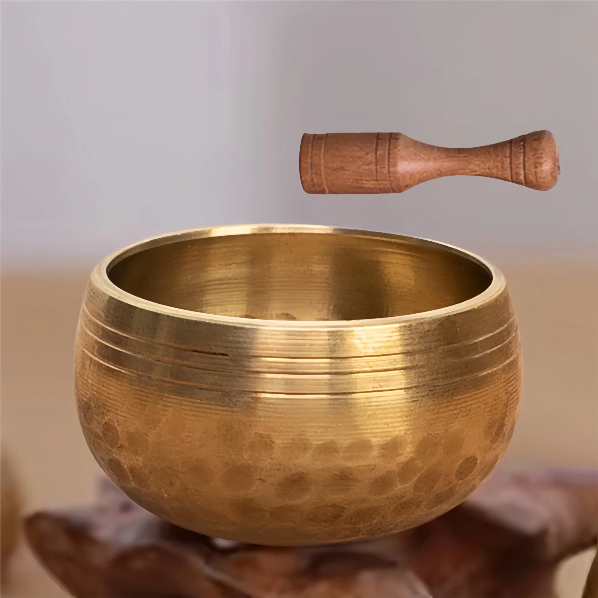 Miwayer Mini Singing Bowl Nepal Handmade Tibetan Buddha Thumb Sound Bowl for Meditation Yoga Music Religious Supplies Gift