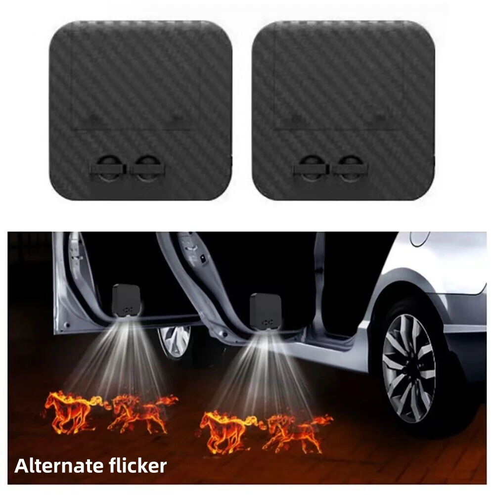 2 X HD Wireless Active Horse Car Door Laser Light Ghost Lamp Projector Dynamic Atmosphere Welcome Decorative Lamp Fits All Cars