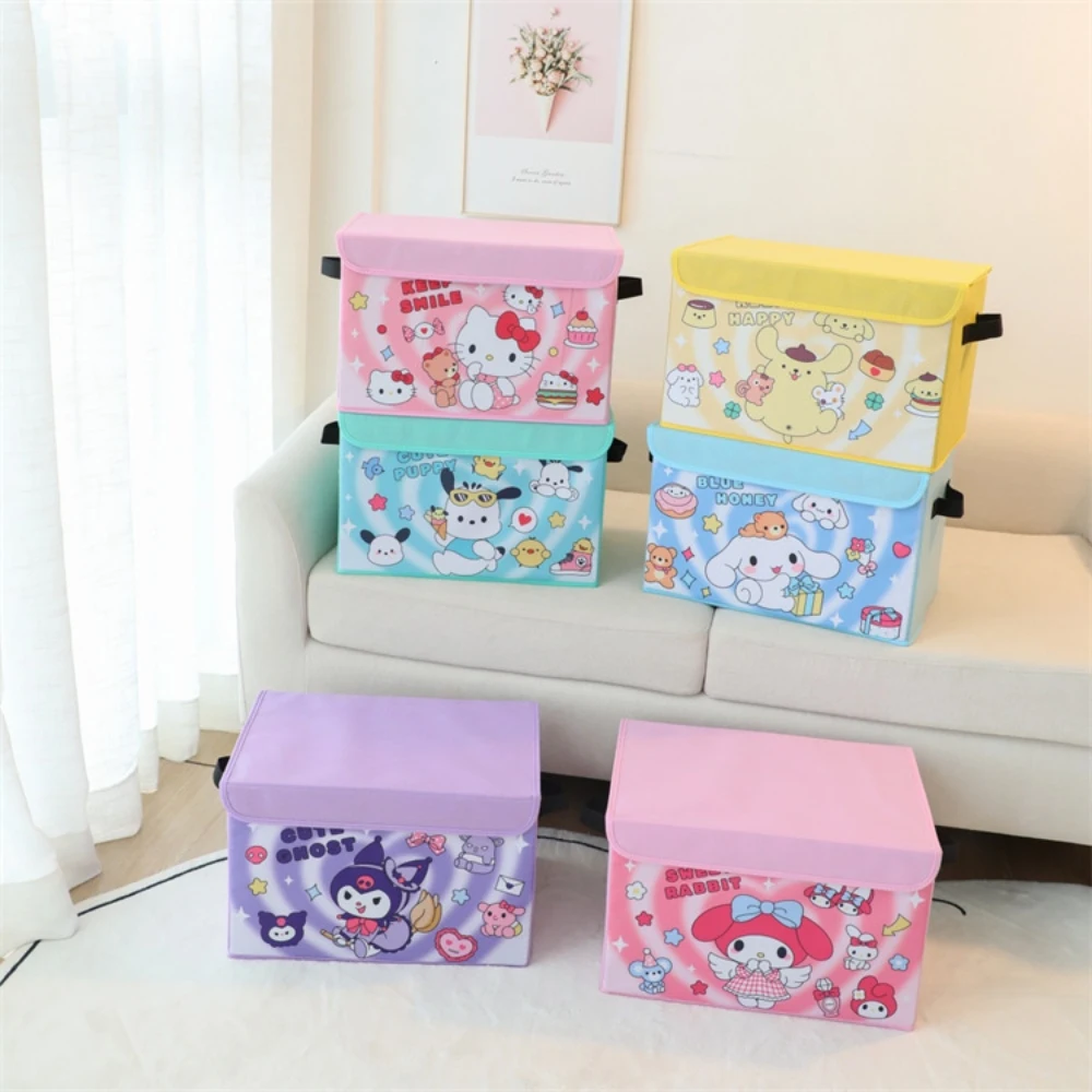 New Sanrio Cinnamoroll Home Storage Boxes My Melody Miscellaneous Boxes Handheld Portable Collapsible Kuromi Toy Storage Casse