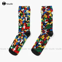 Kids Game Toy Bricks Socks Men'S Novelty Socks 360° Digital Print Personalized Custom Unisex Adult Teen Youth Socks Custom Gift