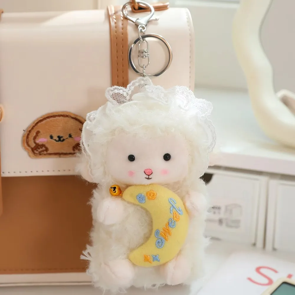 

Lovely Cute Lamb Plush Keychain Soft PP Cotton Little Lamb Dolls Pendant Hanging Kawaii Fluffy Sheep Keyring Bag Charm