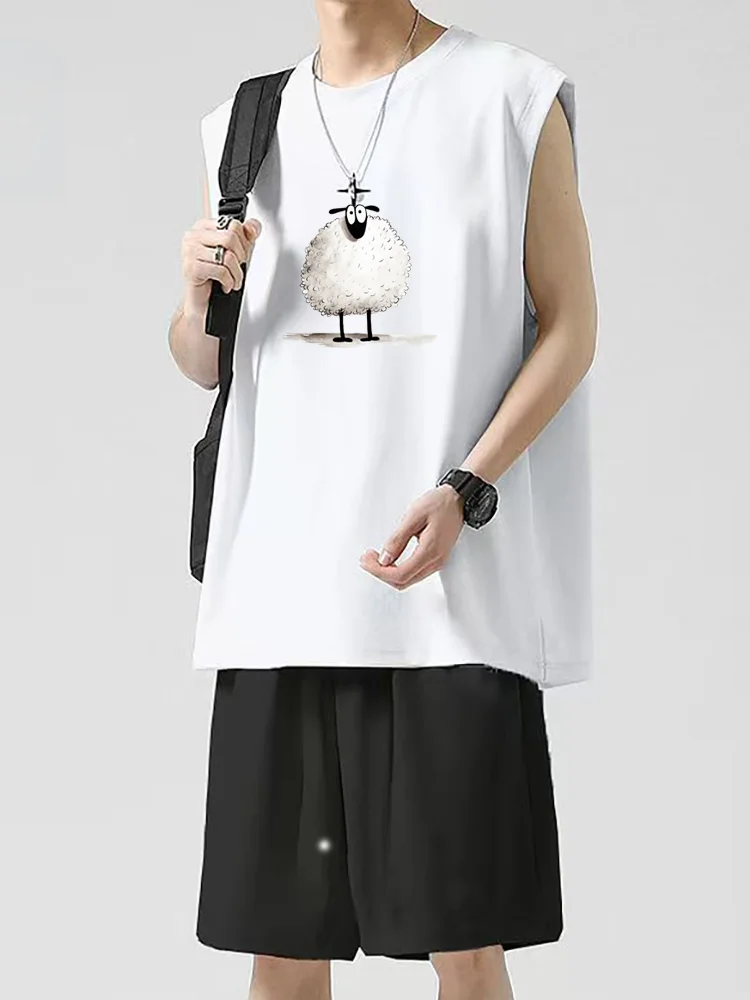 

Summer Men's T-shirt Printed Sleeveless Vest + Thin Quick Dry Shorts Set Casual Sports Set Breathable Comfortable Two-piece Set