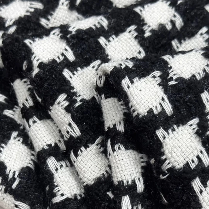 

Черно-белая шерстяная клетчатая ткань для осенне-зимней одежды, выпускной дизайн, украшение для студентов, ткань для шитья своими руками на метр