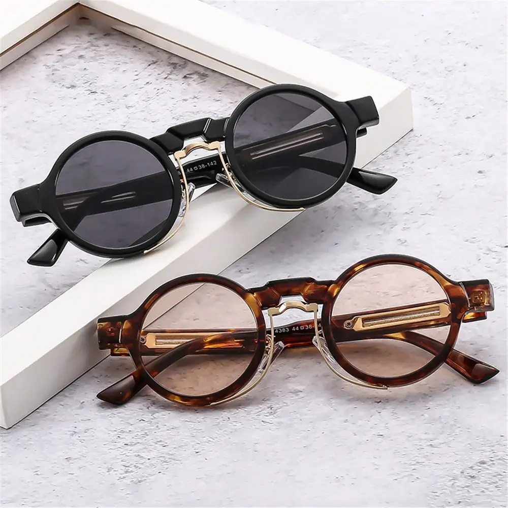 Gradient Shades Eyewear for Women Men Retro Round Frame Punk Sun Glasses New Fashion UV400 Protection Y2K Round Sunglasses