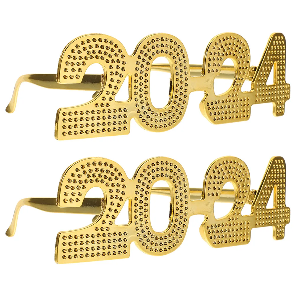 

2 Pcs Funny Eyeglasses Happy New Year Decorations 2024 Sunglasses Party Supplies Plastic Photo Props Sunglasses