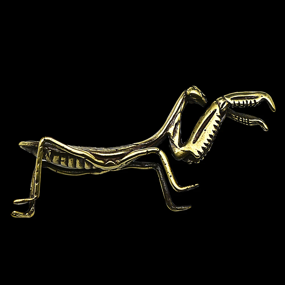 Vintage Brass Mantis Figurine Mini Metal Insect Statue Luxury Home Desk Decor Collectible Gift Ornament