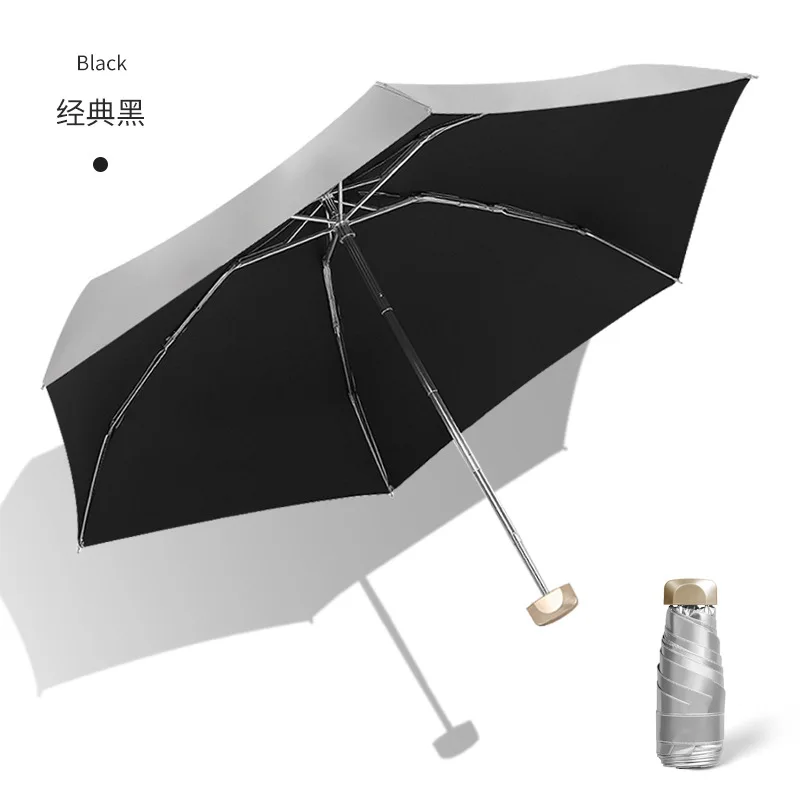 New Titanium Silver Mini COOL Folding Umbrella for Women 6/8-bone 5 Fold Sunny and Rainy Umbrellas Paraguas Mujer Sombrillas