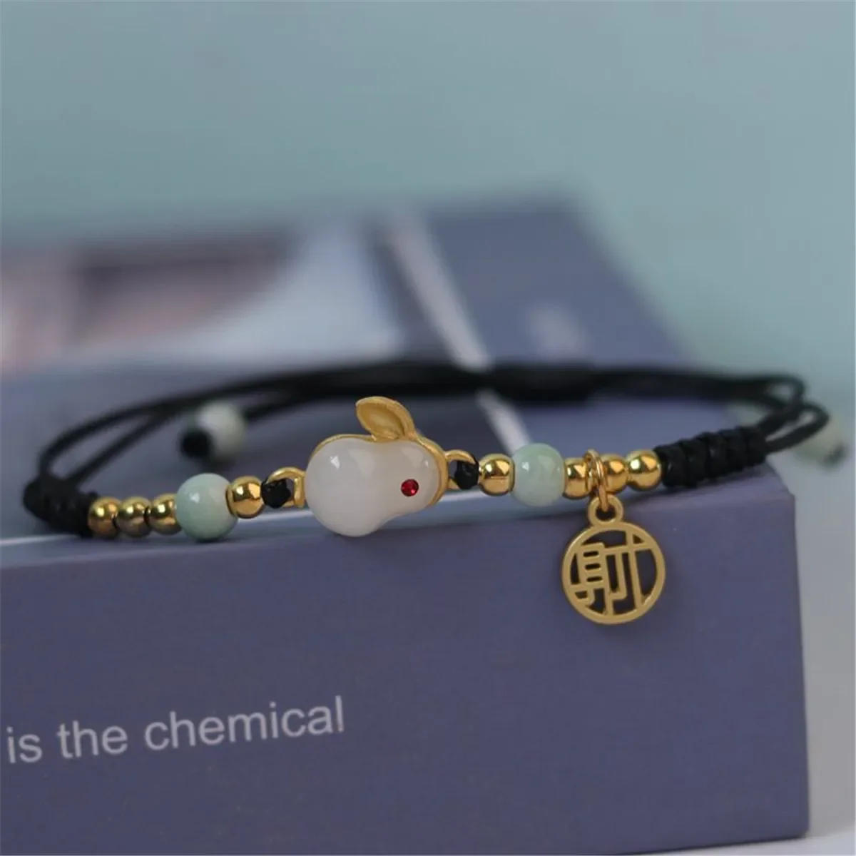 2023 Cute Rabbit Charm Versatile Ceramic Woven Bracelet Fashion Anime China Lucky Fu Pendant Rope Chain Jewelry Gift Wholesale