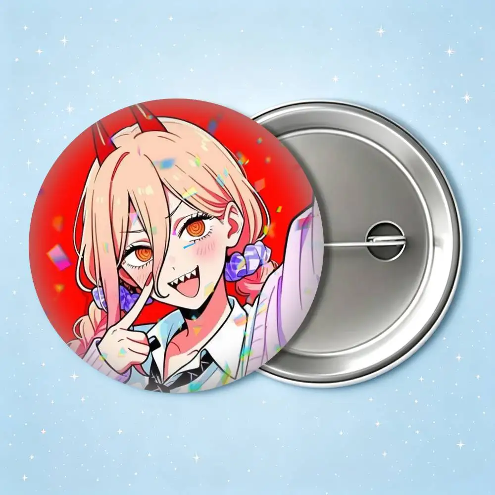 Blood Devil Power-chan 25 32 44 58 75mm Badges Personalized Round Brooches Pins Accessory Gift