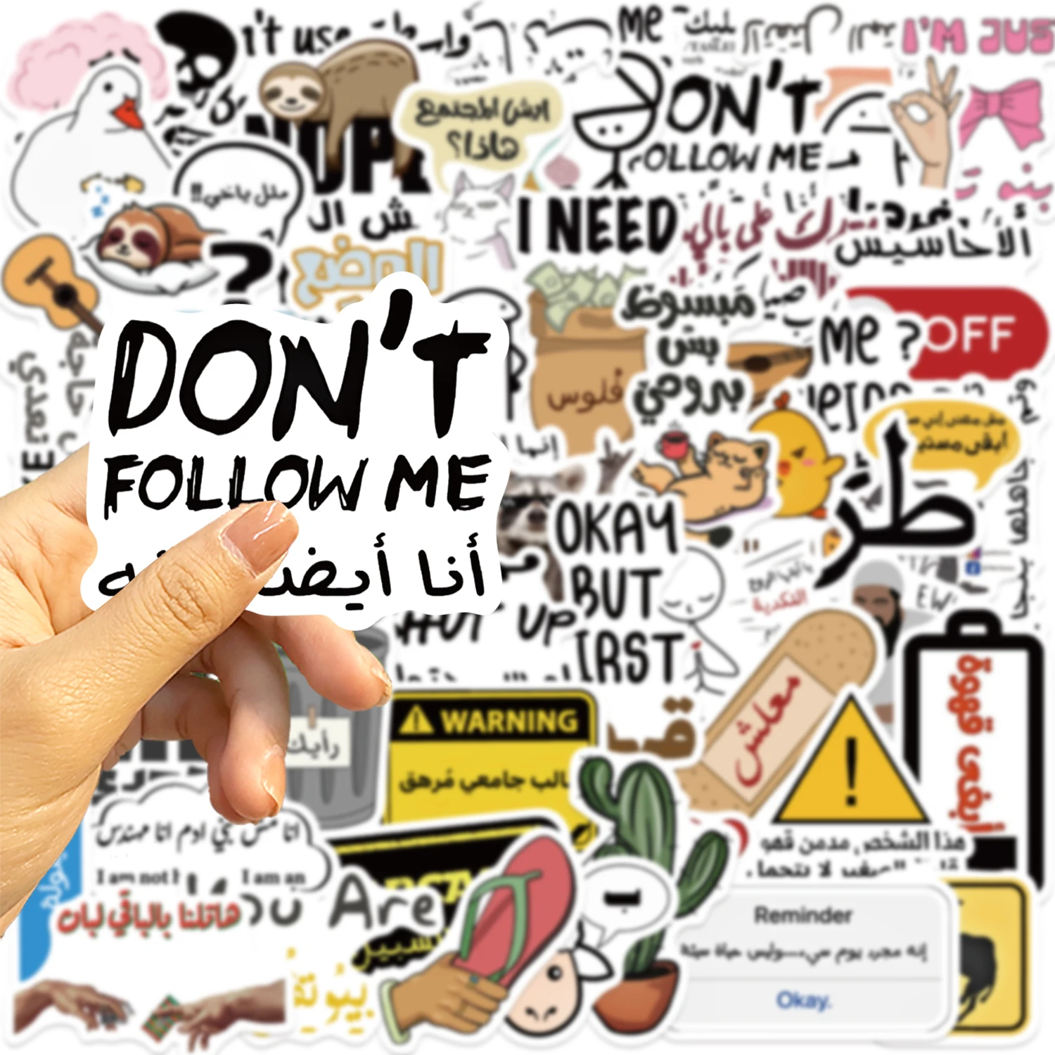 57 szt. arabskich naklejek winylowych MeMe, wodoodporne naklejki, do samodzielnego tworzenia albumów, dzienników, na bagaż, deskorolki, naklejki dekoracyjne