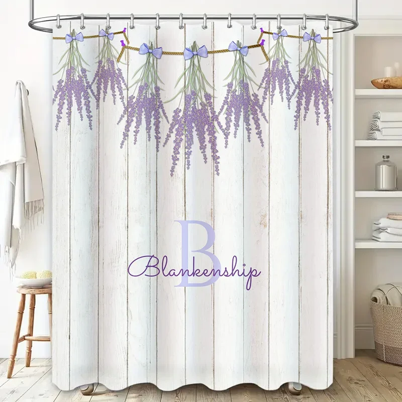 

Винтажная лавандовая занавеска для душа, декор для ванной комнаты с бантами, аксессуары для ванных комнат, белый деревянный стиль, дизайн кепкенсажа