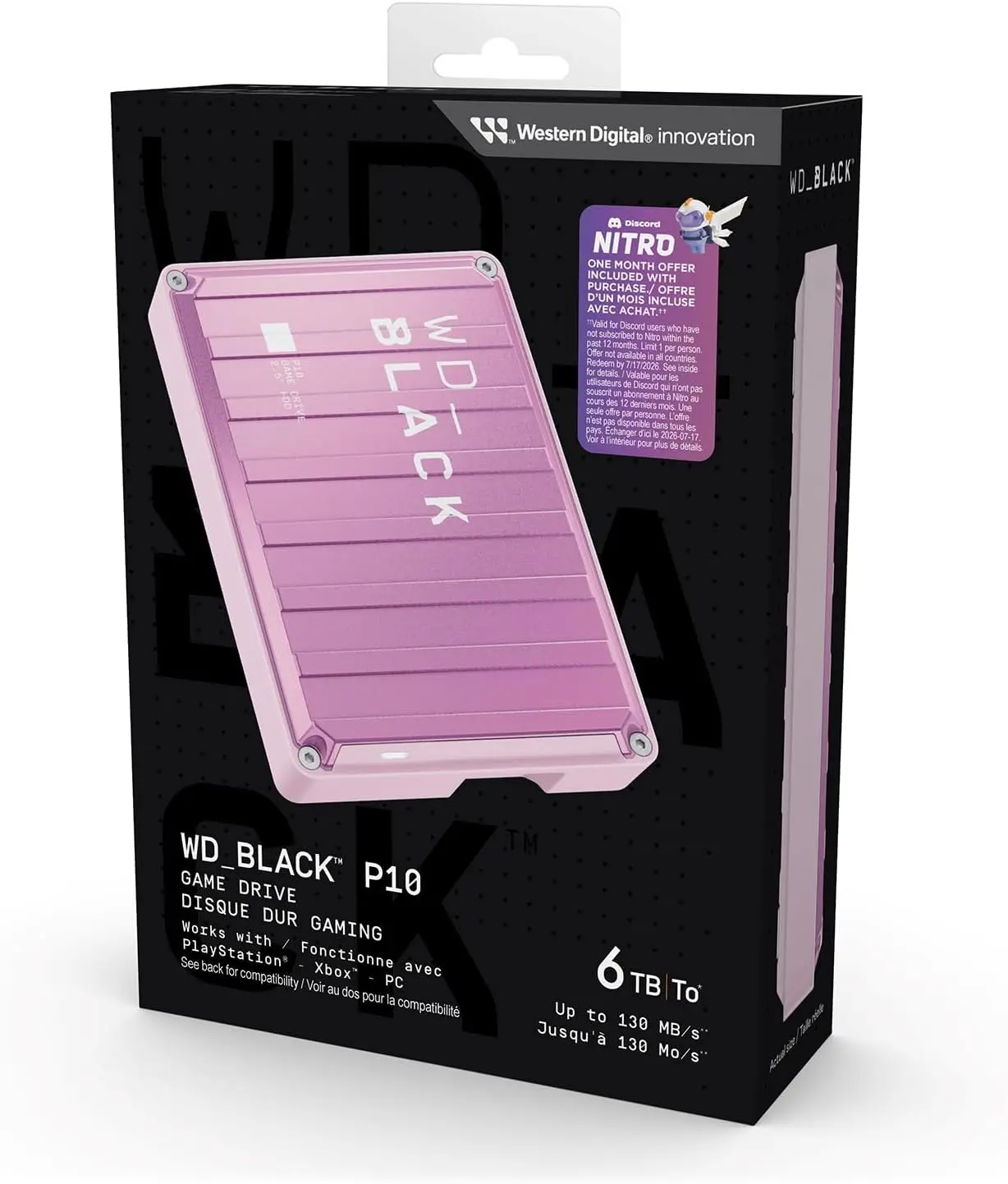 6TB Pink Portable External Hard Drive for Gaming, Compatible with PlayStation, Xbox & PC