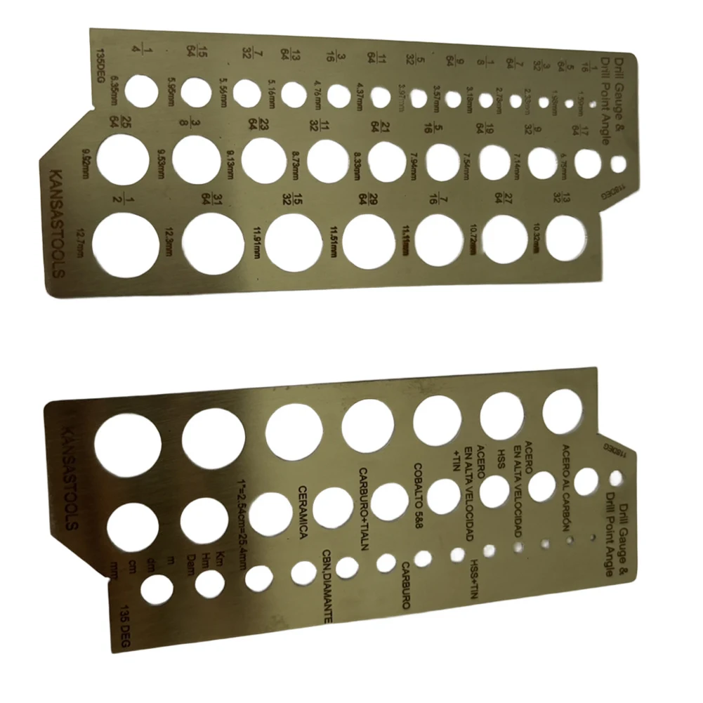 1 قطعة مقياس الحفر من الفولاذ المقاوم للصدأ 30 فتحة مع 135 °   و 118 °   الشقوق لأجزاء أداة حاكم القطر 1/16-1/2 المقياس الإمبراطوري