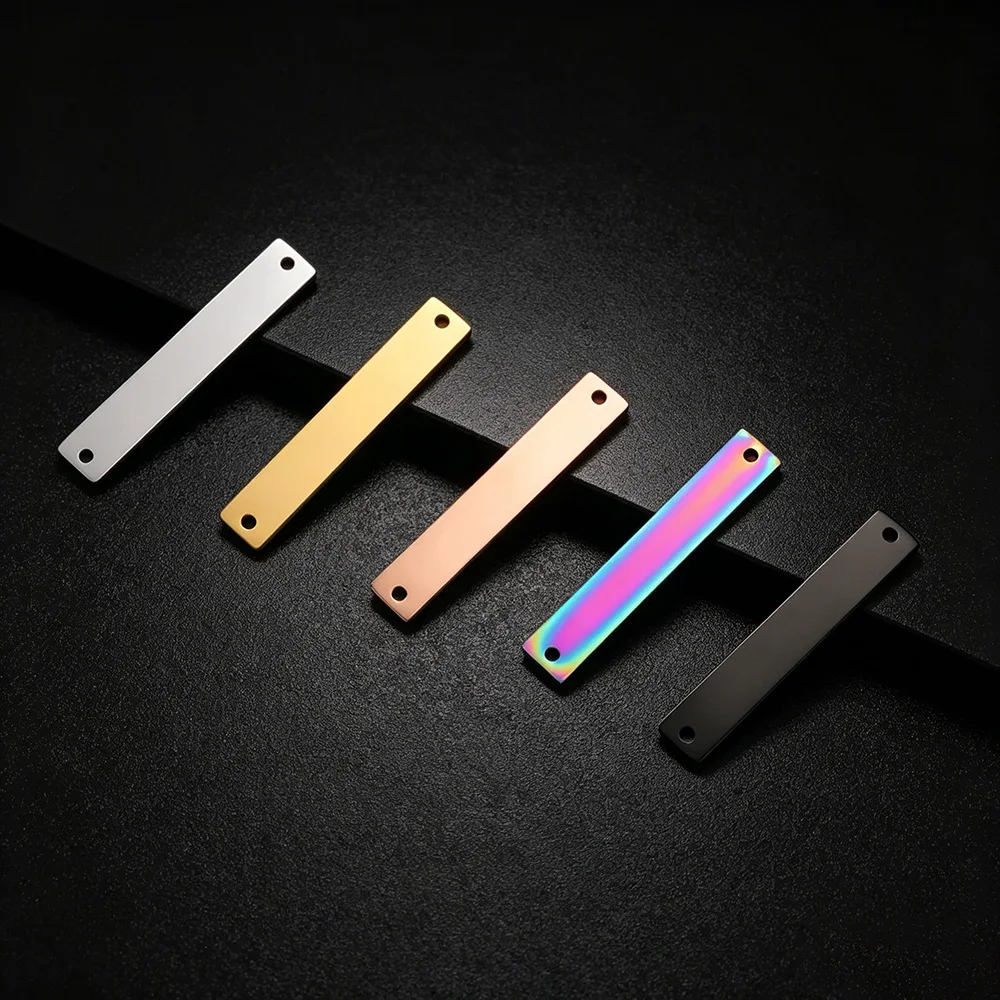 Fnixtar 20Pcs/Lot 1.5*6*35mm Mirror Polish Stainless Steel Rectangle Stamping Blank Bar Charm For DIY Jewelry Making Necklace