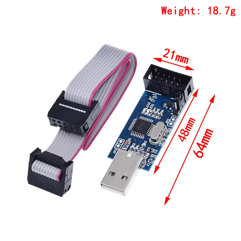 10Pin To 6 Pin Adapter Board + USBASP USBISP AVR Programmer USB ATMEGA8 ATMEGA128 ATtiny/CAN/PWM 10Pin Wire Module DIY