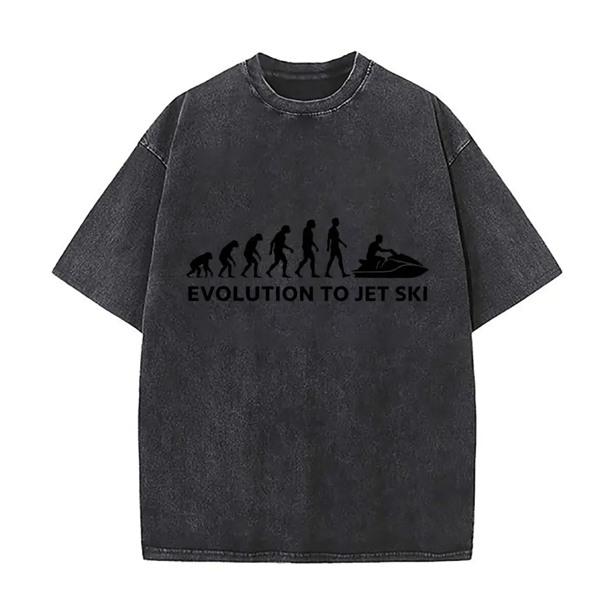 Hauts streetwear amples et déchirés style vintage avec motif silhouette humaine jet ski pour les journées sur le campus