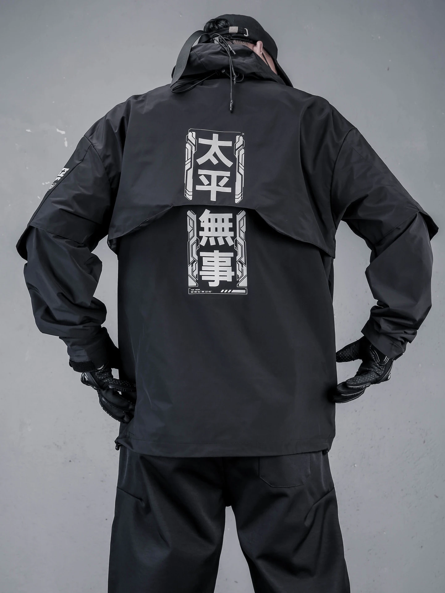 Men's Hoodie Jacket Large Pocket Mechanized Deconstruction Design Spring Autumn Workwear Fake Two-Piece  Coat