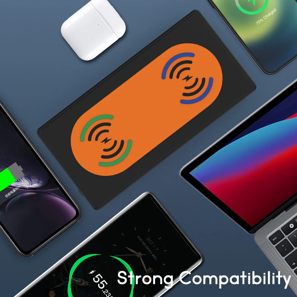 Dual QI Wireless Charger 150W Multi USB Charger Station QC3.0 PD 65W ricarica rapida per Macbook Laptop caricabatterie Wireless iPhone12