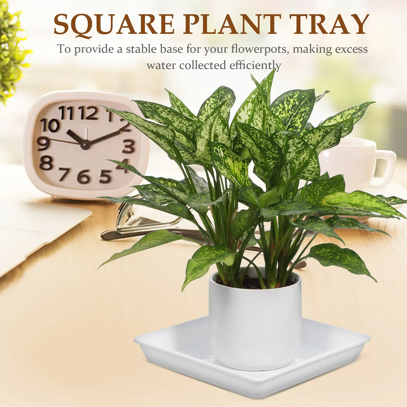 2Pcs Plant Saucer Plastic Thick Planter Tray Pot Drainage Tray Indoor Water Catcher Flowerpot Base Trays for Plants